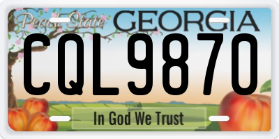GA license plate CQL9870