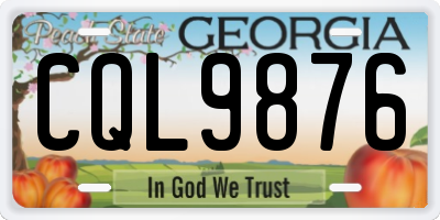 GA license plate CQL9876