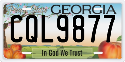 GA license plate CQL9877