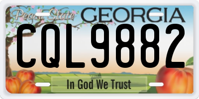GA license plate CQL9882