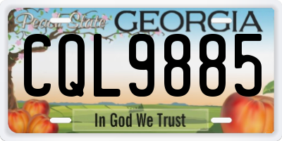 GA license plate CQL9885