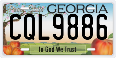GA license plate CQL9886