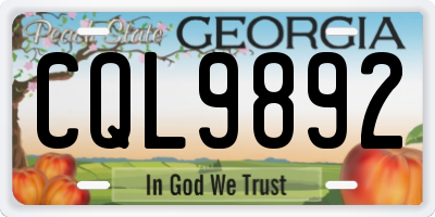 GA license plate CQL9892