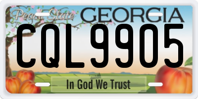 GA license plate CQL9905