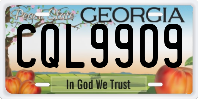 GA license plate CQL9909