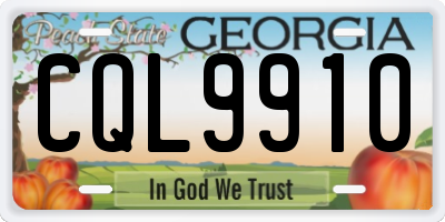 GA license plate CQL9910