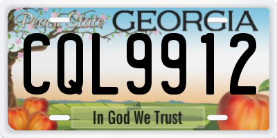 GA license plate CQL9912