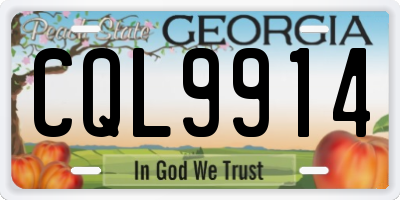 GA license plate CQL9914
