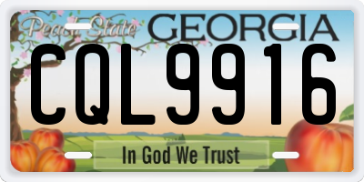 GA license plate CQL9916