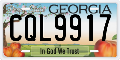GA license plate CQL9917