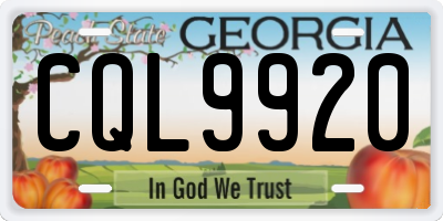 GA license plate CQL9920