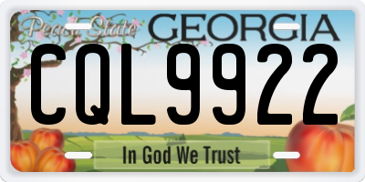 GA license plate CQL9922