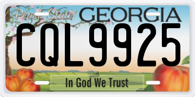 GA license plate CQL9925