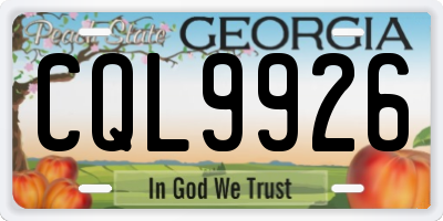 GA license plate CQL9926