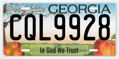 GA license plate CQL9928
