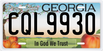 GA license plate CQL9930