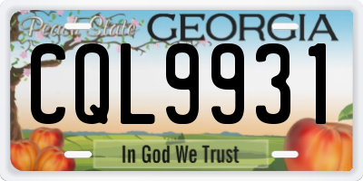 GA license plate CQL9931