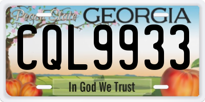 GA license plate CQL9933