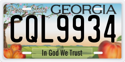 GA license plate CQL9934