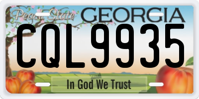 GA license plate CQL9935