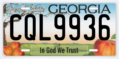 GA license plate CQL9936