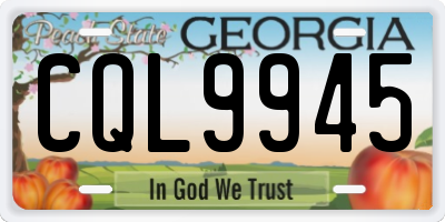 GA license plate CQL9945