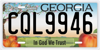GA license plate CQL9946