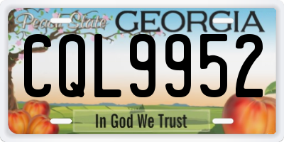 GA license plate CQL9952
