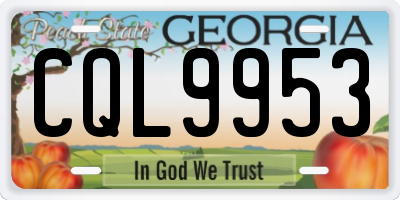 GA license plate CQL9953