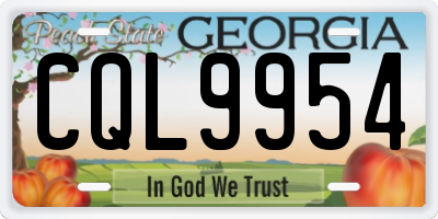 GA license plate CQL9954