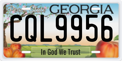 GA license plate CQL9956