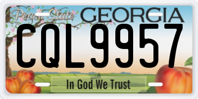 GA license plate CQL9957