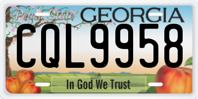 GA license plate CQL9958