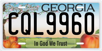 GA license plate CQL9960