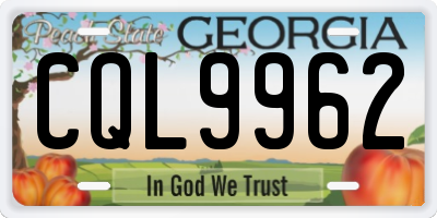 GA license plate CQL9962