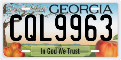 GA license plate CQL9963