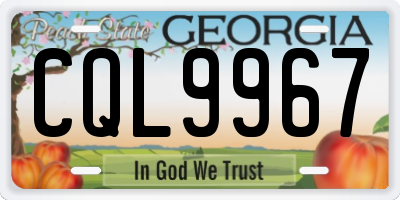 GA license plate CQL9967