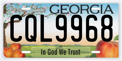 GA license plate CQL9968