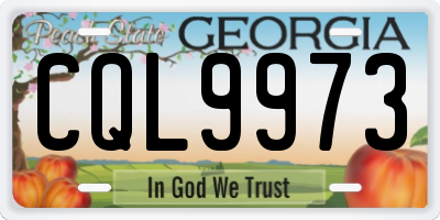 GA license plate CQL9973