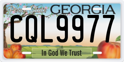 GA license plate CQL9977