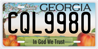 GA license plate CQL9980