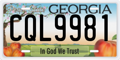 GA license plate CQL9981