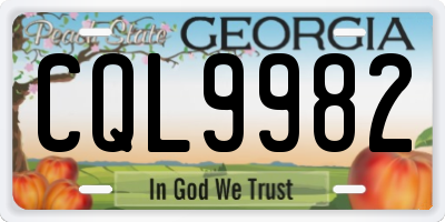 GA license plate CQL9982