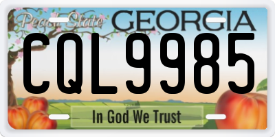 GA license plate CQL9985