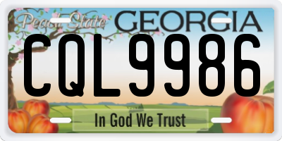 GA license plate CQL9986