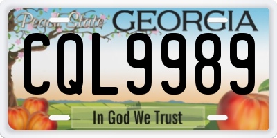 GA license plate CQL9989