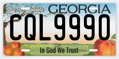 GA license plate CQL9990