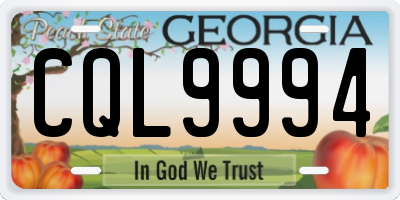 GA license plate CQL9994