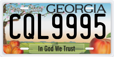 GA license plate CQL9995
