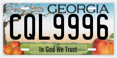 GA license plate CQL9996